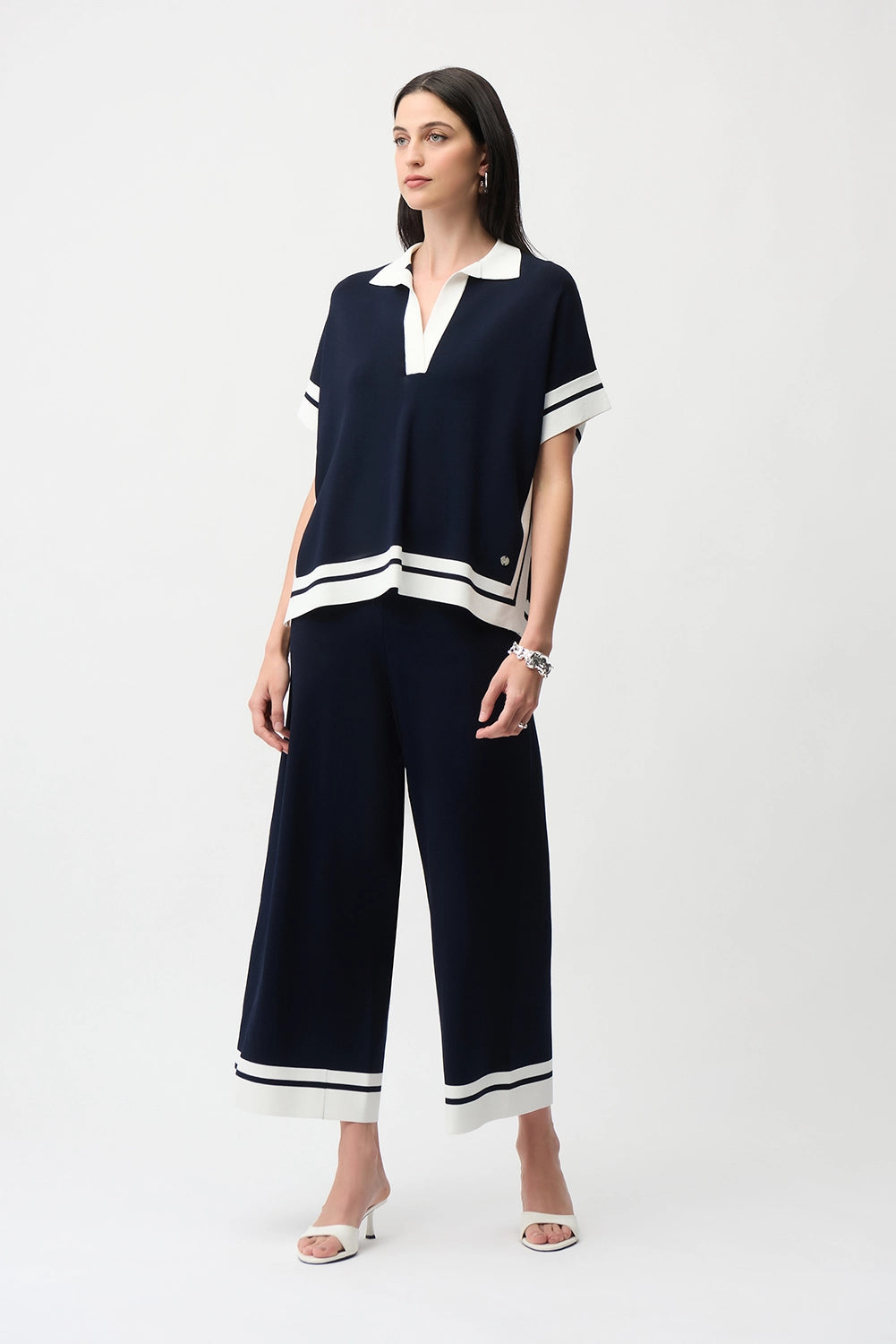 Joseph Ribkoff | Viscose Blend Culotte pants With Stripe Detail 261942