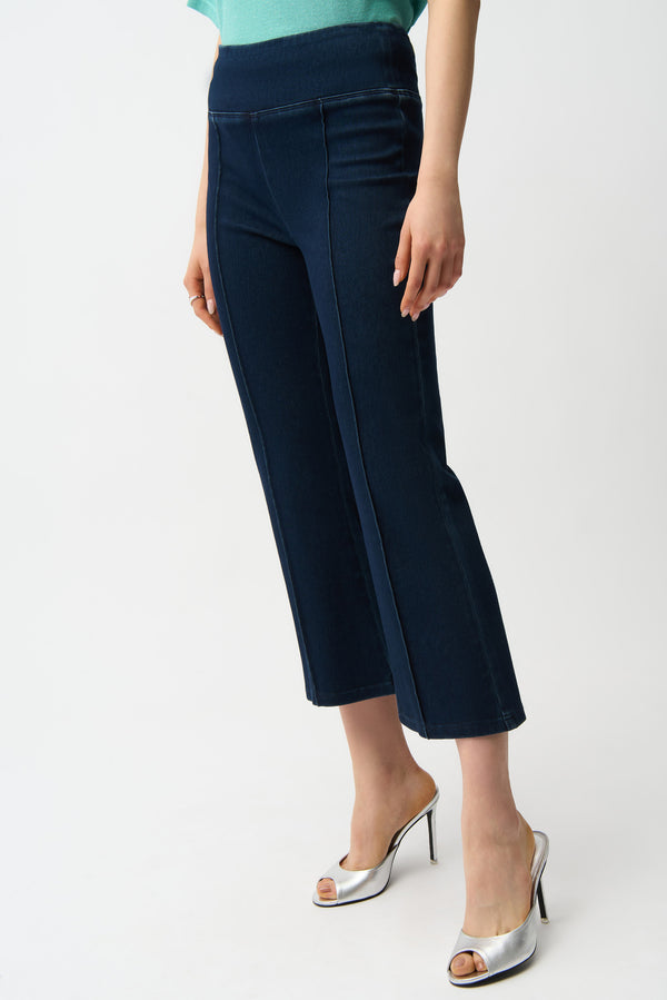 Joseph Ribkoff | Knit Denim Cropped Flare Pant - Dark Denim 261953