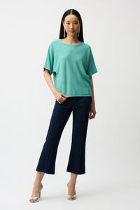 Joseph Ribkoff | Knit Denim Cropped Flare Pant - Dark Denim 261953
