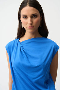 Joseph Ribkoff | Cotton Top With Asymmetrical Collar - Harbour Blue 261964