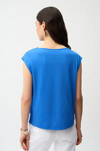 Joseph Ribkoff | Cotton Top With Asymmetrical Collar - Harbour Blue 261964