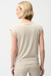 Joseph Ribkoff | Cotton Top With Asymmetrical Collar - Moonstone 261964