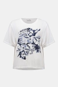 Joseph Ribkoff | Stretch Cotton Stripe Print Boxy Blouse With Rhinestones - Midnight Blue 261967