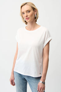 Joseph Ribkoff | Cotton Boxy Crewneck T-Shirt - Vanilla 261999