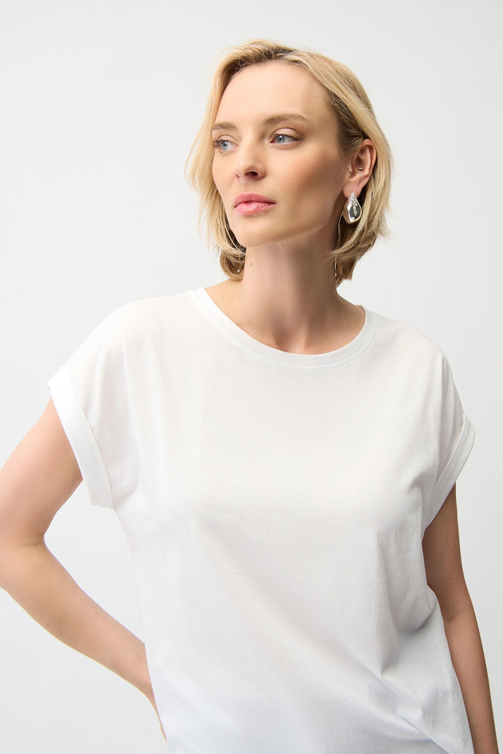 Joseph Ribkoff | Cotton Boxy Crewneck T-Shirt - Vanilla 261999