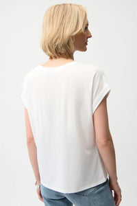 Joseph Ribkoff | Cotton Boxy Crewneck T-Shirt - Vanilla 261999
