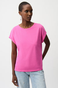 Joseph Ribkoff | Cotton Boxy Crewneck T-Shirt - Pink Sherbert 261999