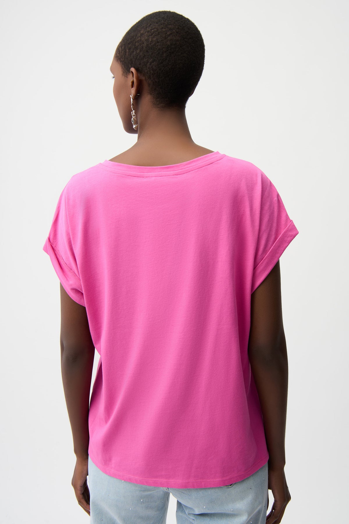 Joseph Ribkoff | Cotton Boxy Crewneck T-Shirt - Pink Sherbert 261999