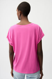Joseph Ribkoff | Cotton Boxy Crewneck T-Shirt - Pink Sherbert 261999