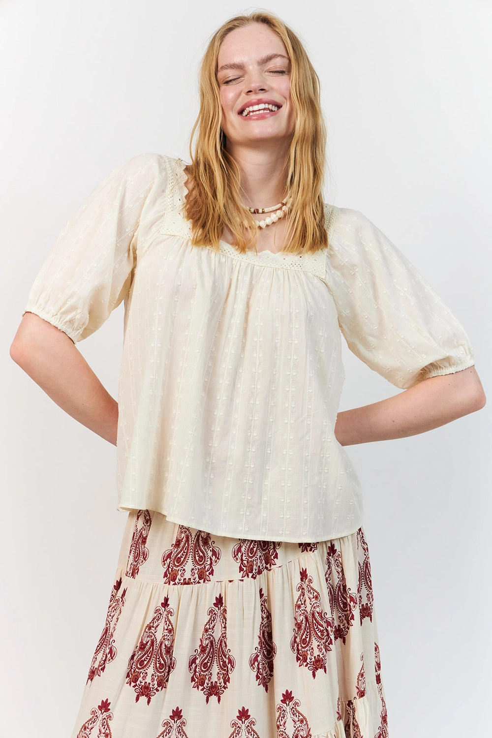 Lollys Laundry | SashaLL Blouse SS - Creme