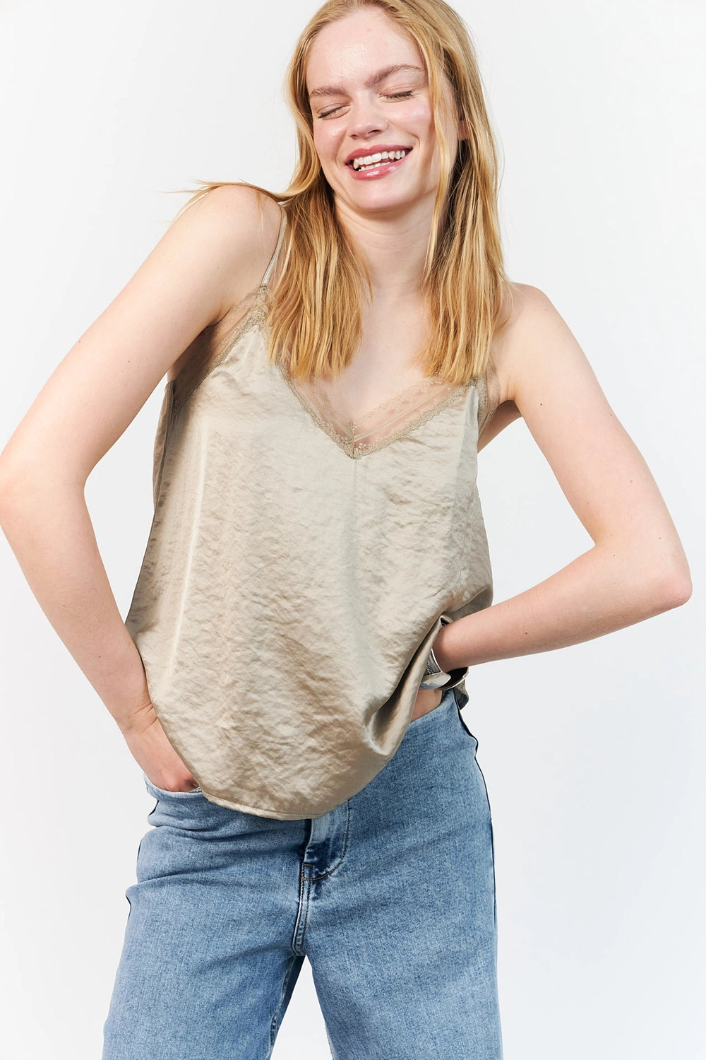 Lollys Laundry | VianeLL Top SL - Beige