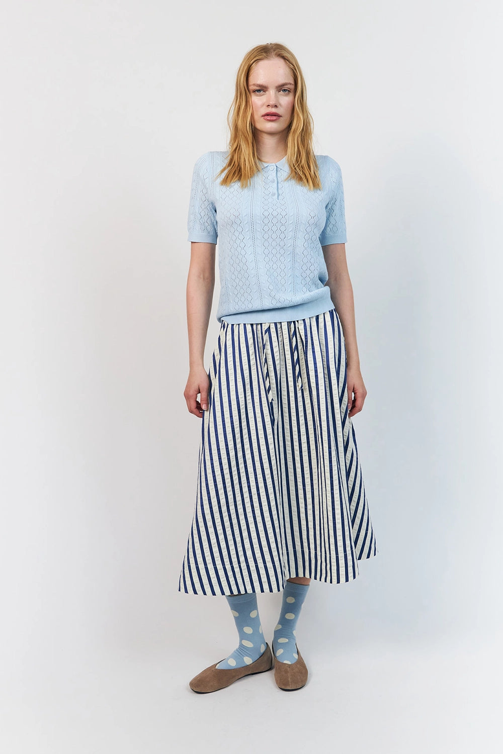 Lollys Laundry | AlaiaLL Polo Knit S/S - Light Blue