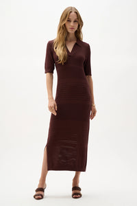 Joseph Ribkoff | Viscose Sweater Knit Straight Dress - Mahogany 262931