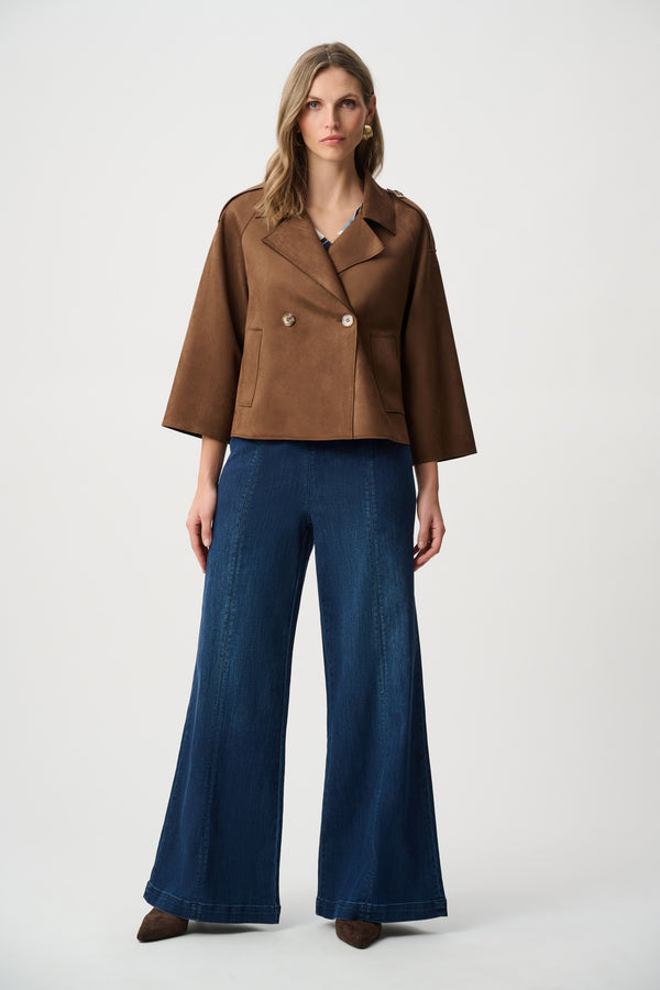 Joseph Ribkoff | Scuba Suede Boxy Jacket - Brown 263000