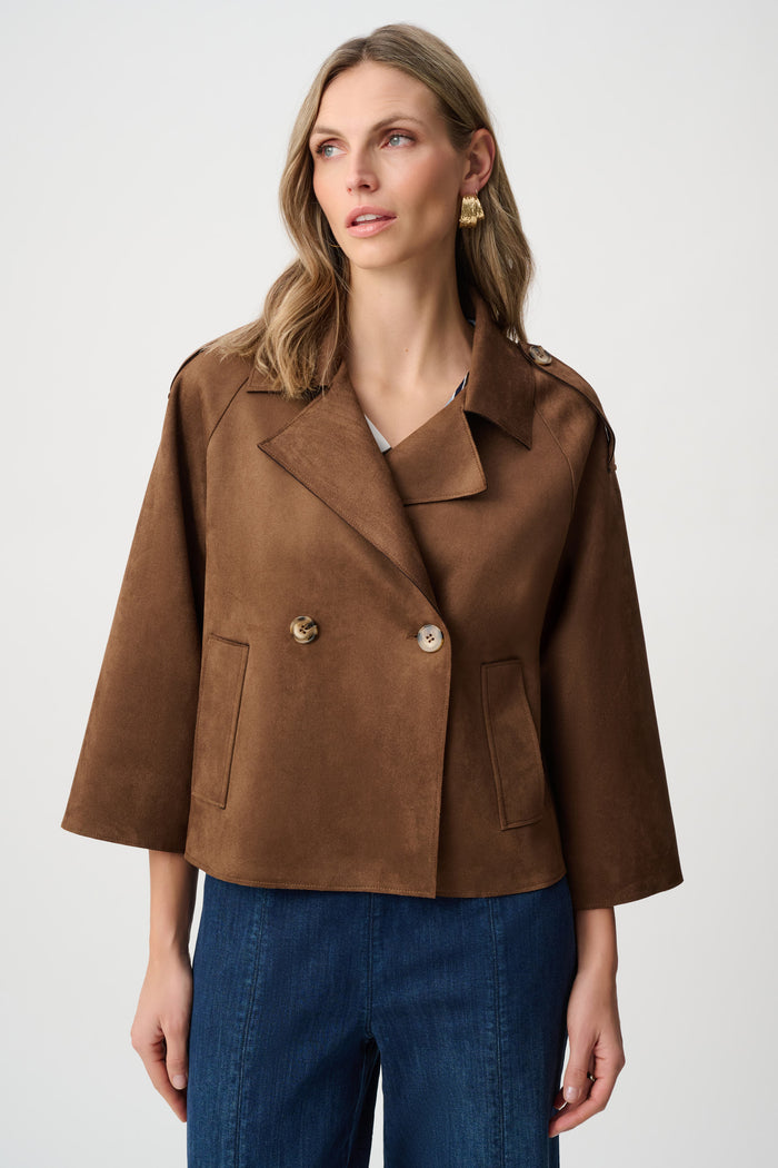 Joseph Ribkoff | Scuba Suede Boxy Jacket - Brown 263000