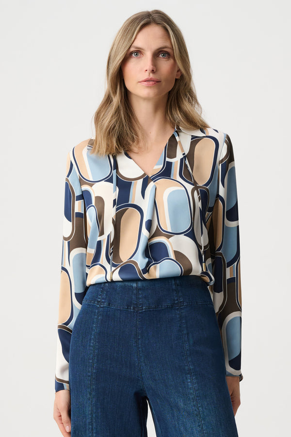 Joseph Ribkoff | Recycled Satin Geometric Top 263071