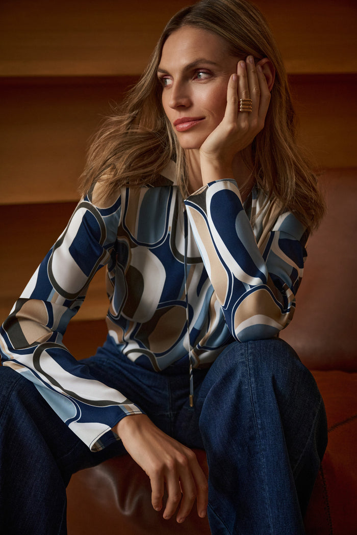 Joseph Ribkoff | Recycled Satin Geometric Top 263071