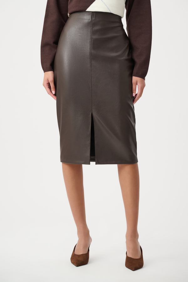 Joseph Ribkoff | Bonded Leatherette Pencil Skirt - Mocha 263213