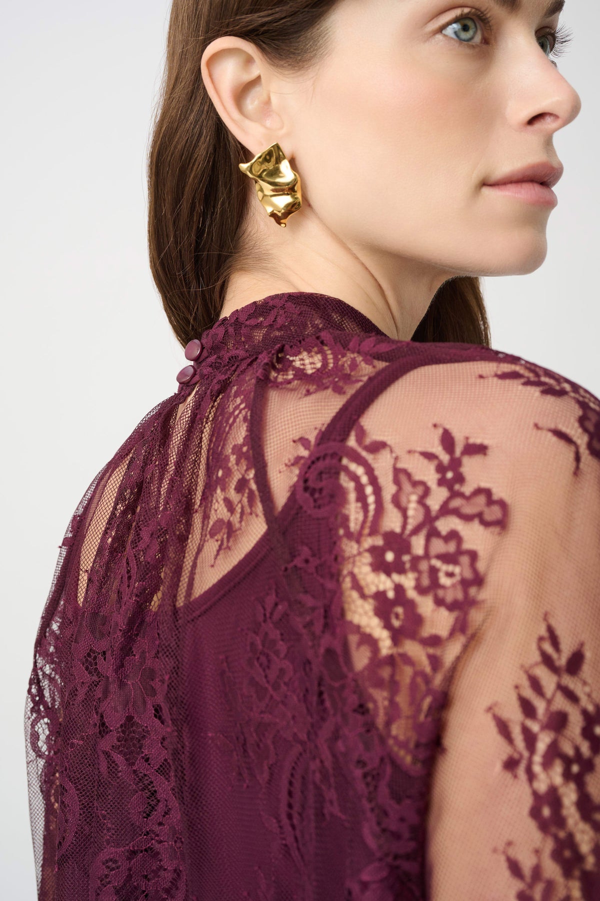 Joseph Ribkoff | Scalloped Lace Trapeze Top - Elderberry 264098