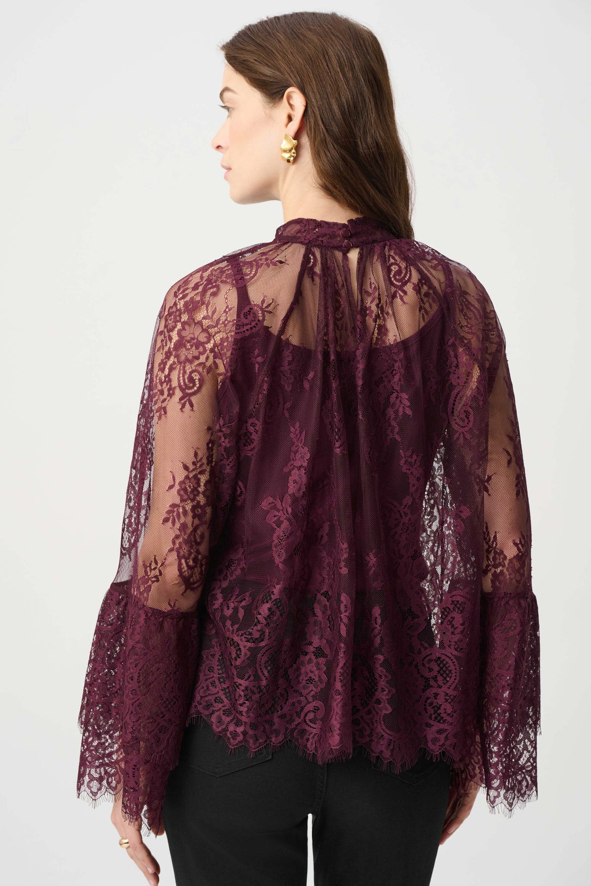 Joseph Ribkoff | Scalloped Lace Trapeze Top - Elderberry 264098