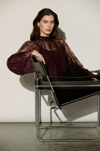 Joseph Ribkoff | Scalloped Lace Trapeze Top - Elderberry 264098