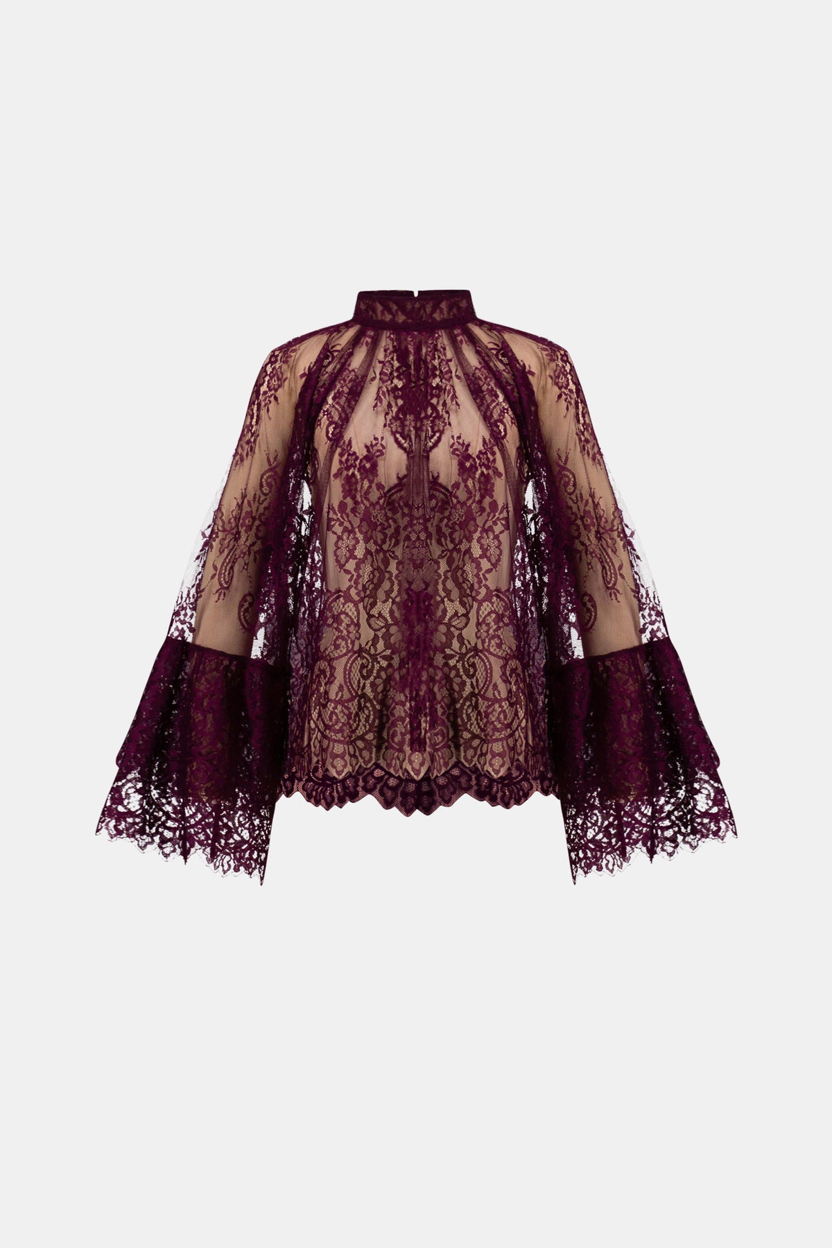 Joseph Ribkoff | Scalloped Lace Trapeze Top - Elderberry 264098