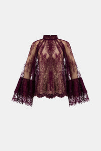 Joseph Ribkoff | Scalloped Lace Trapeze Top - Elderberry 264098
