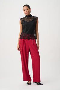 Joseph Ribkoff | Lace Mock Neck Fitted Top - Black 264105