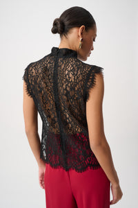 Joseph Ribkoff | Lace Mock Neck Fitted Top - Black 264105