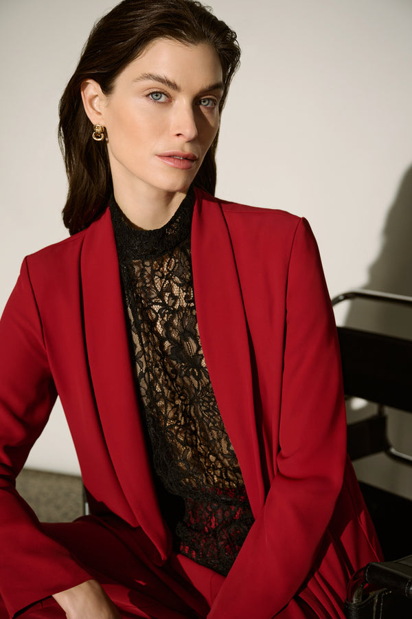 Joseph Ribkoff | Lace Mock Neck Fitted Top - Black 264105
