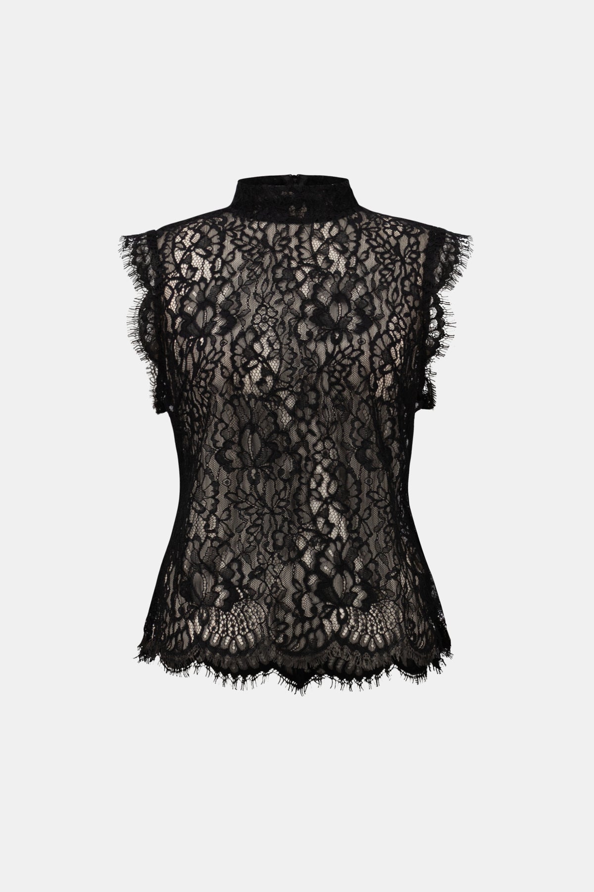 Joseph Ribkoff | Lace Mock Neck Fitted Top - Black 264105