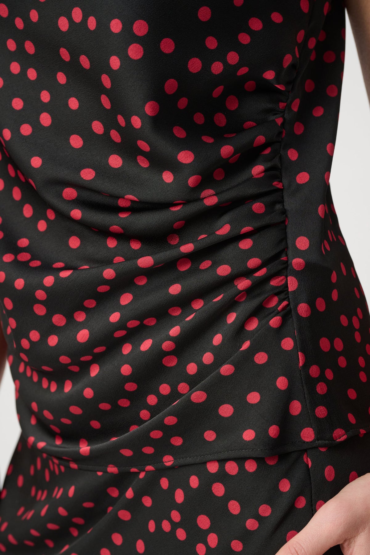 Joseph Ribkoff |  Polka Dot Recycled Satin Top - Black/Deep Cherry 264117