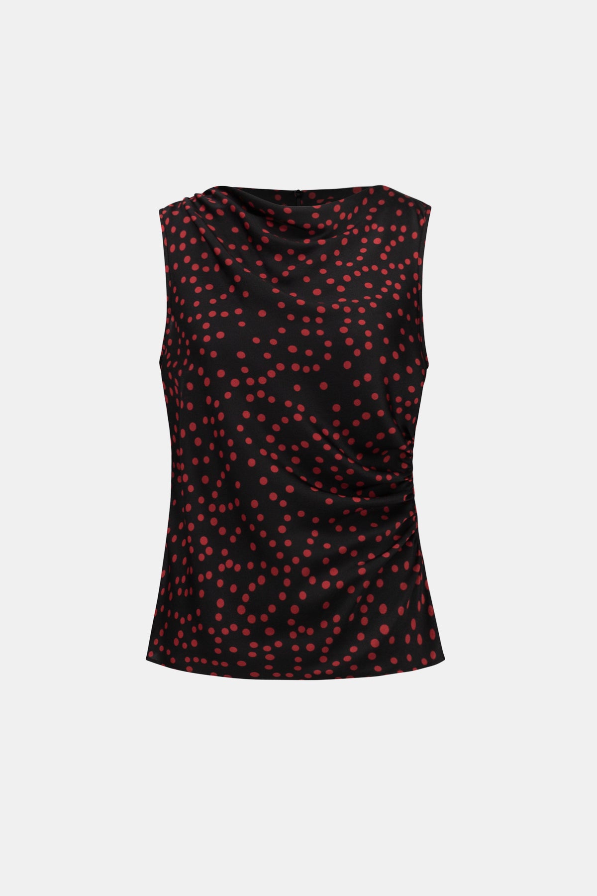Joseph Ribkoff |  Polka Dot Recycled Satin Top - Black/Deep Cherry 264117