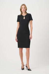 Joseph Ribkoff | Embellished Bow Neckline Sheath Dress - Black 264162