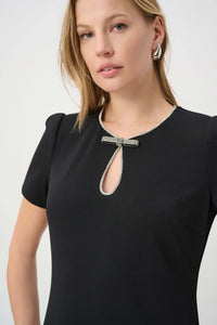 Joseph Ribkoff | Embellished Bow Neckline Sheath Dress - Black 264162