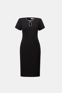 Joseph Ribkoff | Embellished Bow Neckline Sheath Dress - Black 264162