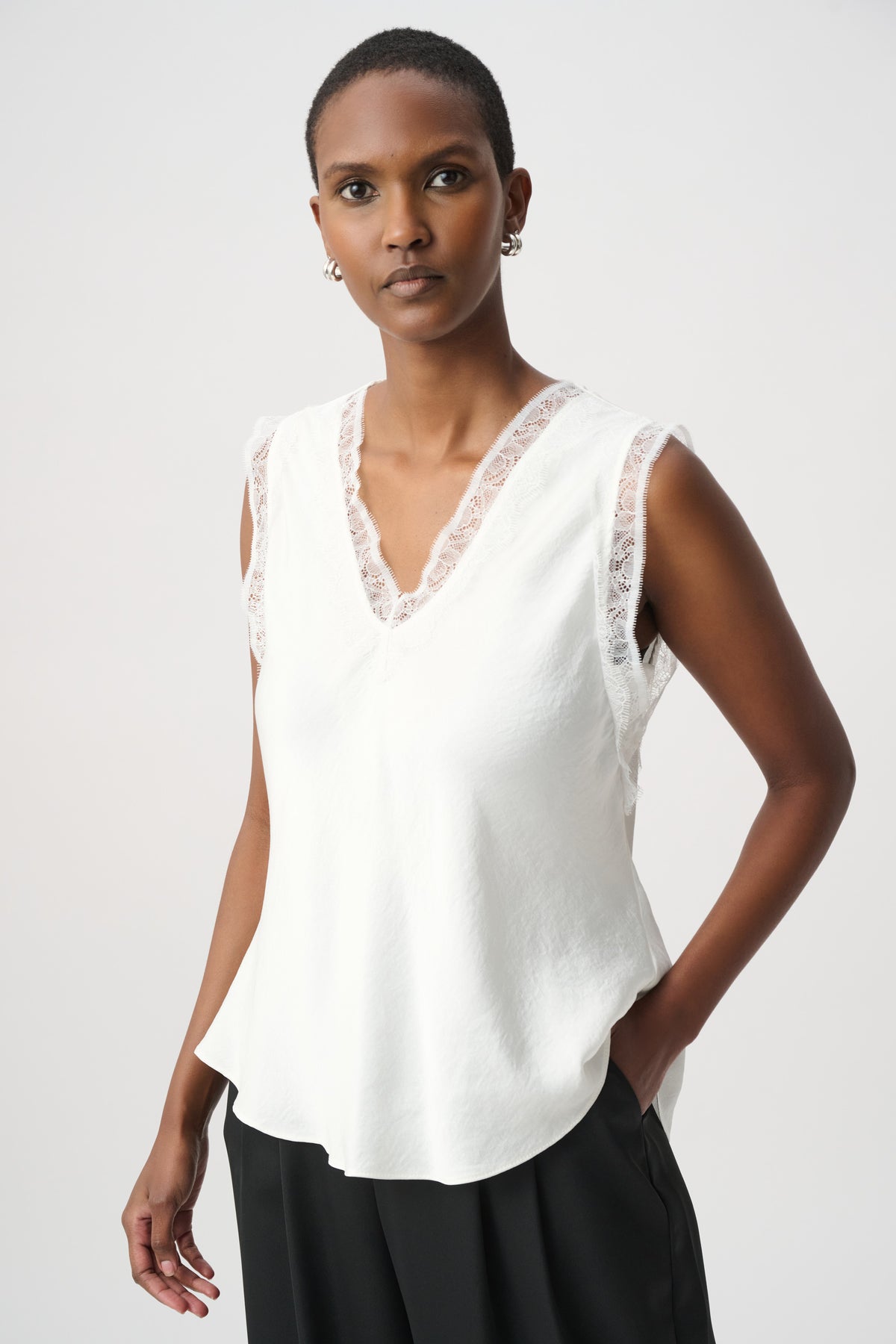 Joseph Ribkoff | Recycled Satin Sleeveless Top - Winter White 264175