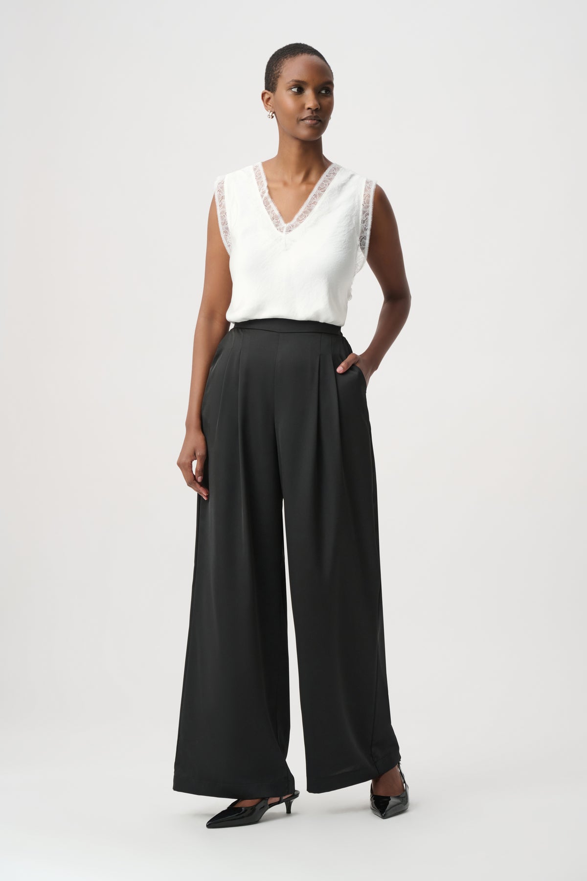 Joseph Ribkoff | Recycled Satin Sleeveless Top - Winter White 264175