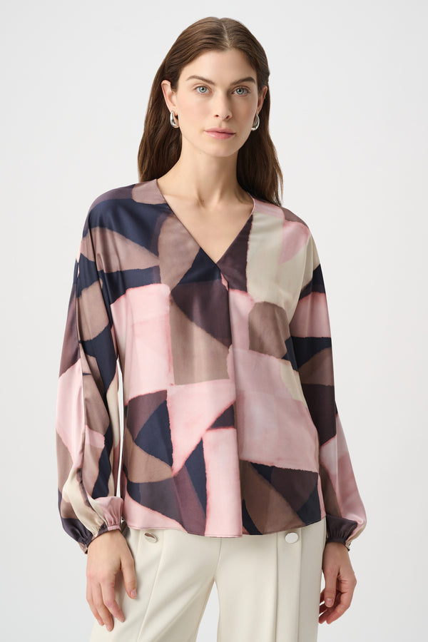 Joseph Ribkoff | Geometric Print Recycled Satin Top 264197