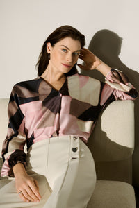 Joseph Ribkoff | Geometric Print Recycled Satin Top 264197
