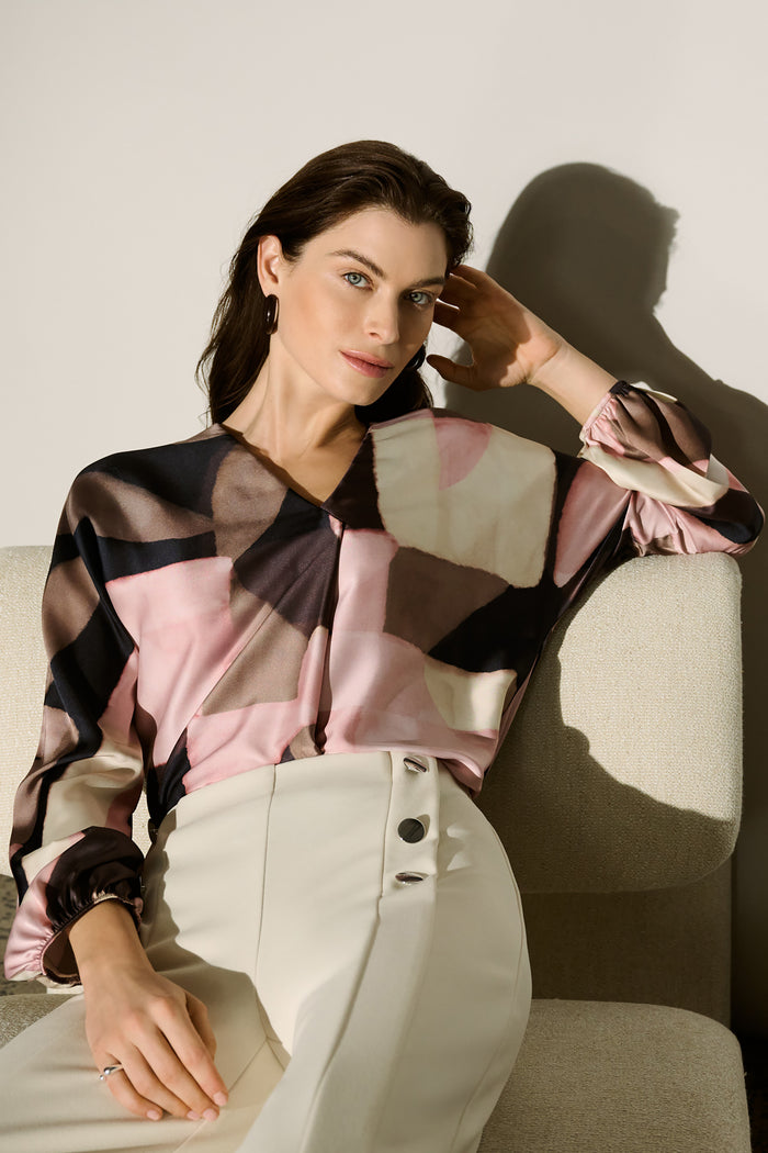Joseph Ribkoff | Geometric Print Recycled Satin Top 264197