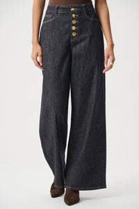 Joseph Ribkoff Statement High Rise Palazzo Jeans in Dark Denim Blue