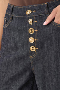 Joseph Ribkoff Statement High Rise Palazzo Jeans in Dark Denim Blue