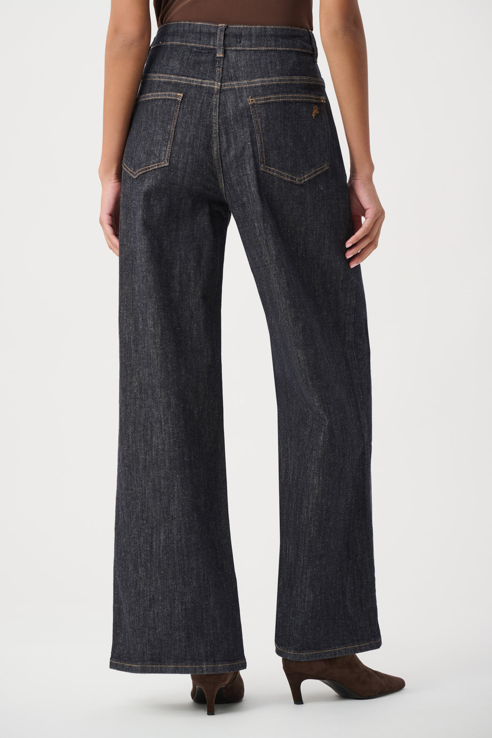 Joseph Ribkoff Statement High Rise Palazzo Jeans in Dark Denim Blue