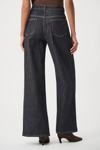 Joseph Ribkoff Statement High Rise Palazzo Jeans in Dark Denim Blue