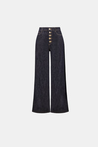 Joseph Ribkoff Statement High Rise Palazzo Jeans in Dark Denim Blue