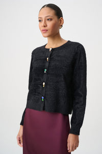Joseph Ribkoff | Bejeweled Crewneck Cardigan - Black 264924