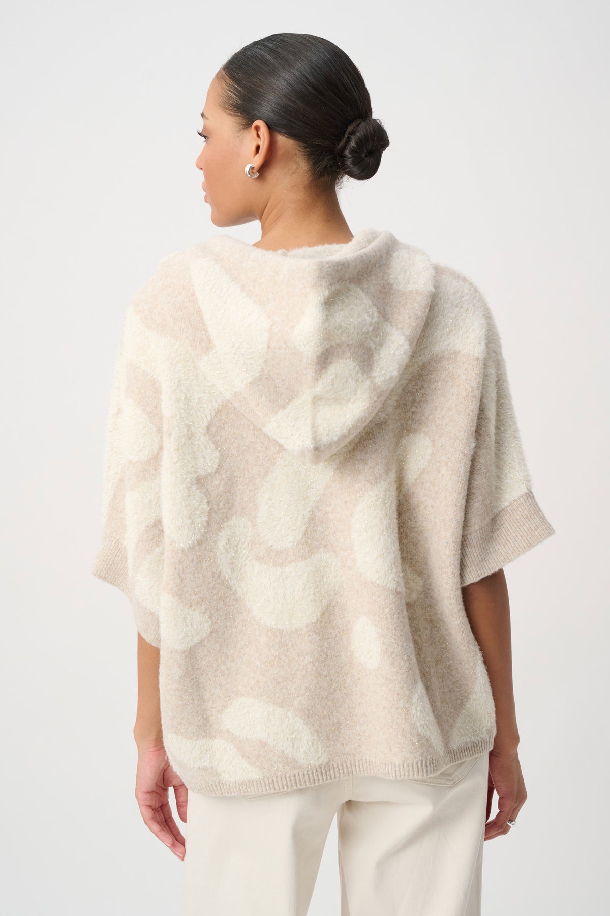 Joseph Ribkoff | Hooded Animal Print Sweater - Oatmeal Melange/Gold 264925