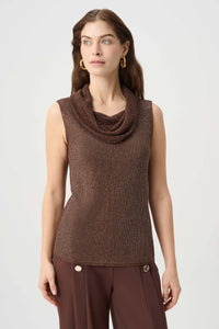 Joseph Ribkoff | Rhinestone Cowl Neck Top - Mahogany 264929