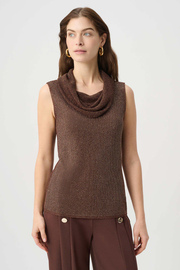 Joseph Ribkoff | Rhinestone Cowl Neck Top - Mahogany 264929